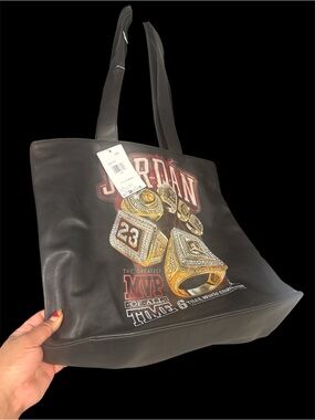 Jordan Black Tote with Gold Championship Ring Graphic